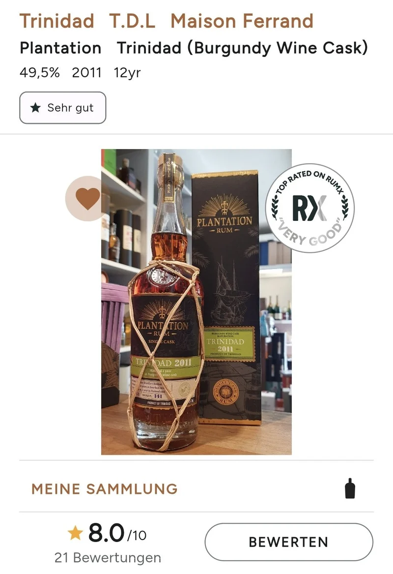 Plantation Trinidad 2011 2023 Burgunder Finish #18 XO 0,7l 49,3 % vol. single cask Rum fr ws Planteray