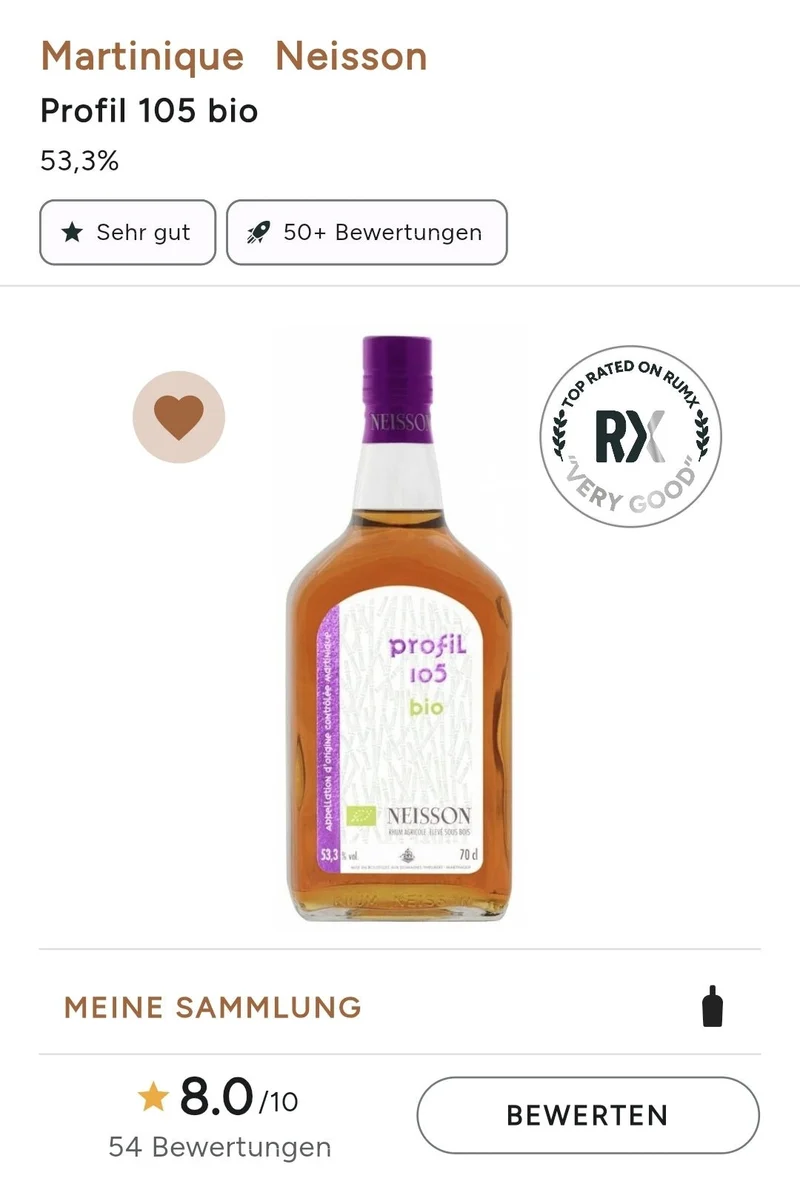 X Neisson Profil 105 Bio 53,3% vol. 0,7l in GP Rum Agricole Rhum Martinique AOC