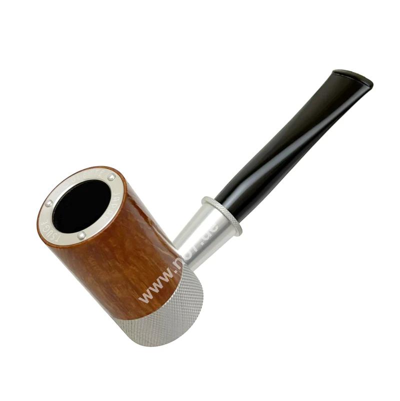 Pfeife Tsuge Roulette braun glatt silberfarben 9mm
