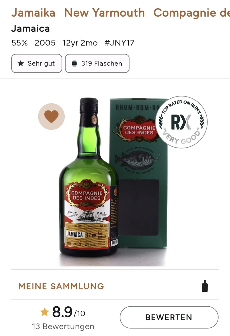 Compagnie des Indes 12 Y Jamaica 2005 2017 New Yarmouth 0,7l 55 %vol. cdi Rum JNY