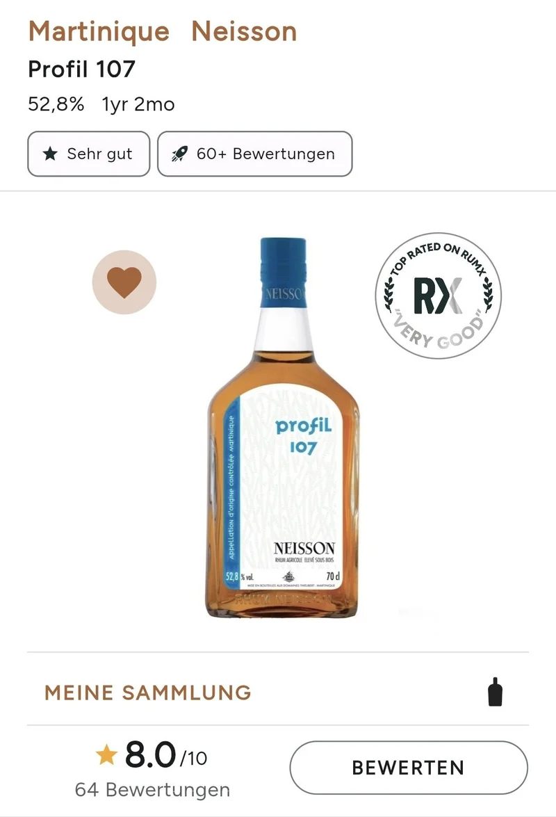 Neisson Profil 107 52,8% vol. 0,7l in GP Rum Agricole Rhum Martinique AOC
