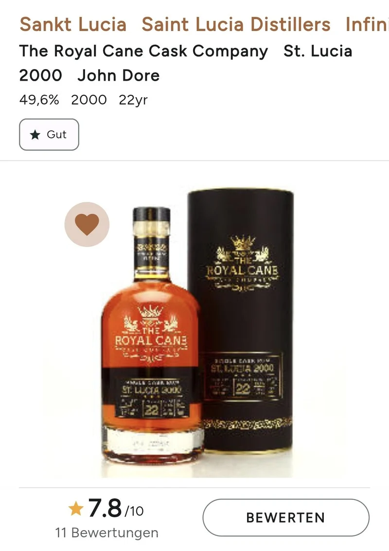 Royal Cane St.Lucia 2000 2022 0,7l 49,6%vol. John dore Rum single cask