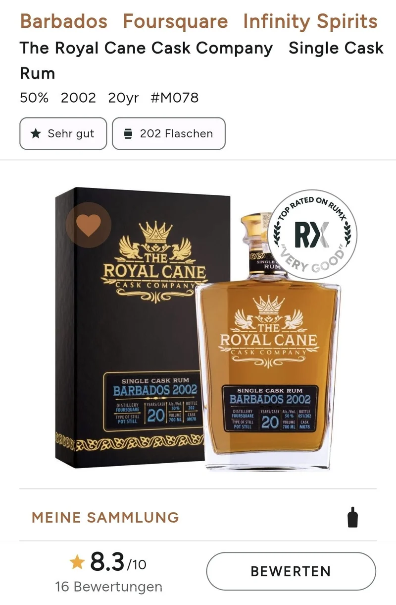 Royal Cane Foursquare Barbados 2002 0,7l 50%vol. Rum single cask
