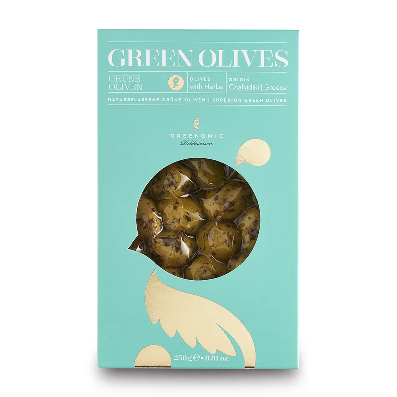 Grüne Oliven mit Kräutern