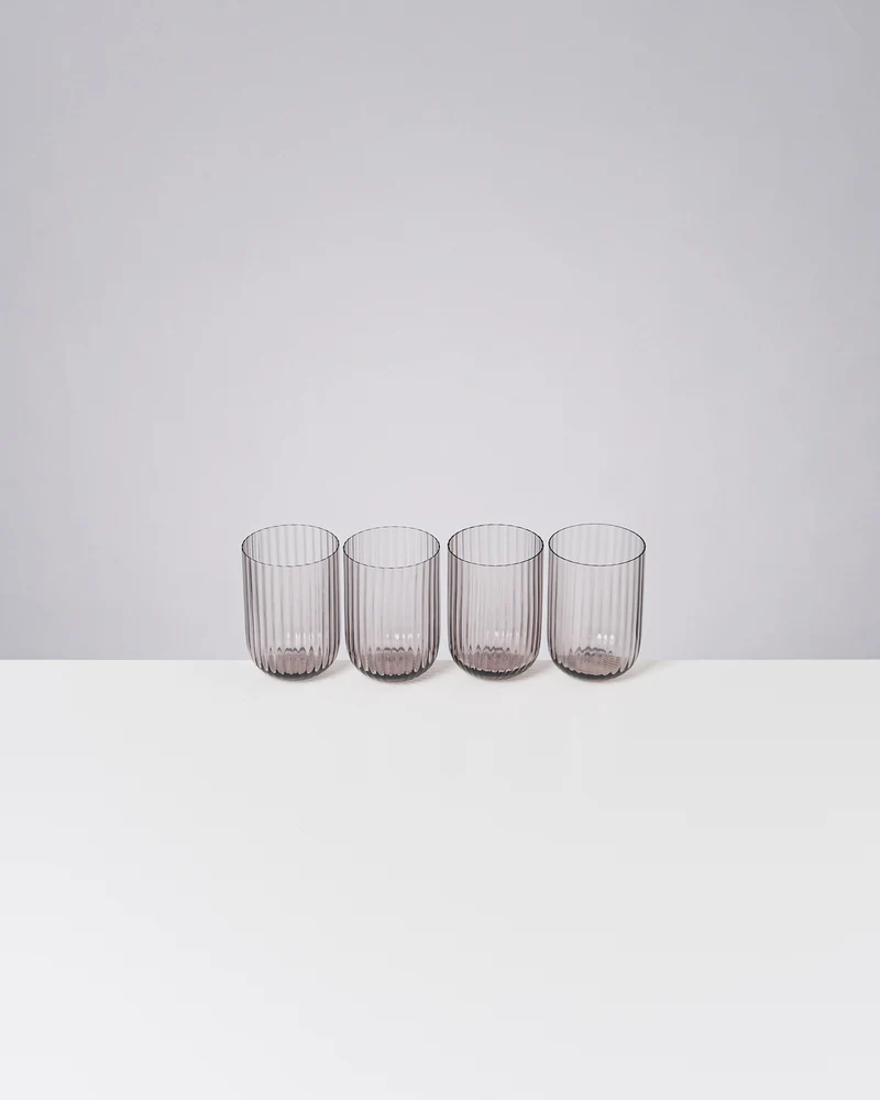 Joia Glas klein riffled grau 4er-Set