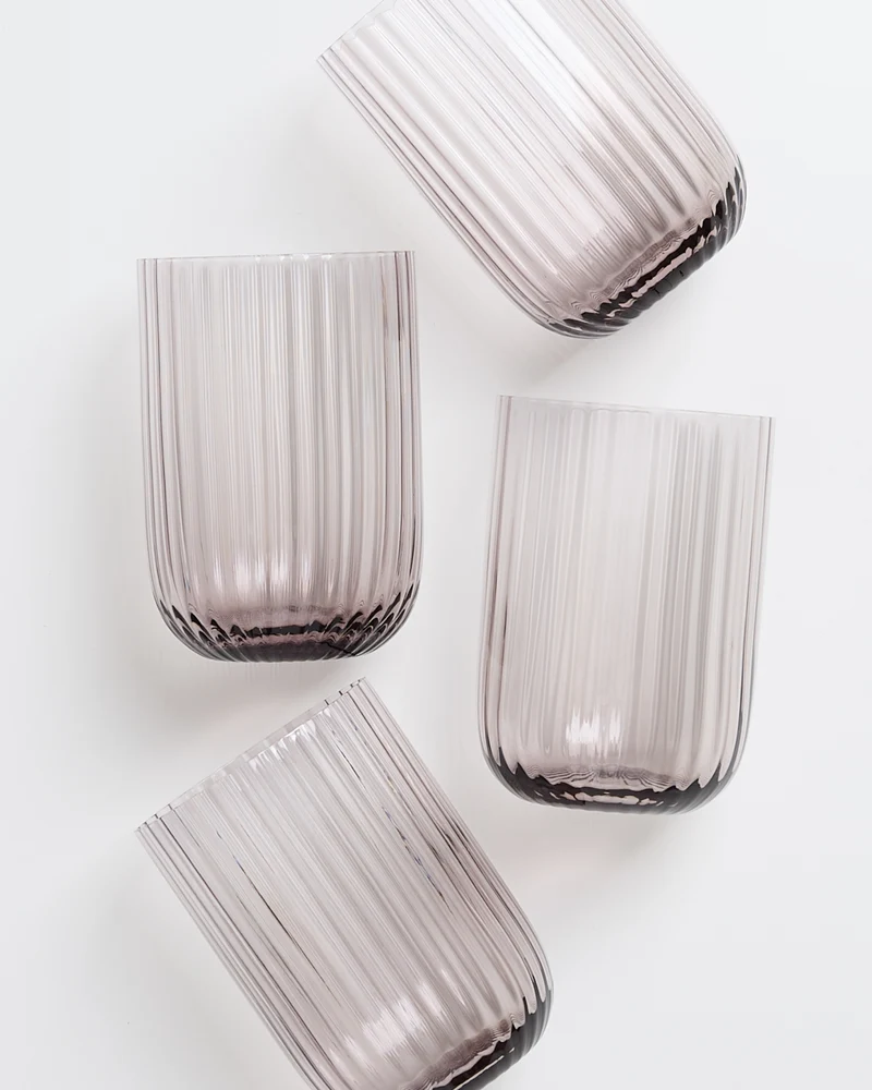 Joia Glas klein riffled grau 4er-Set
