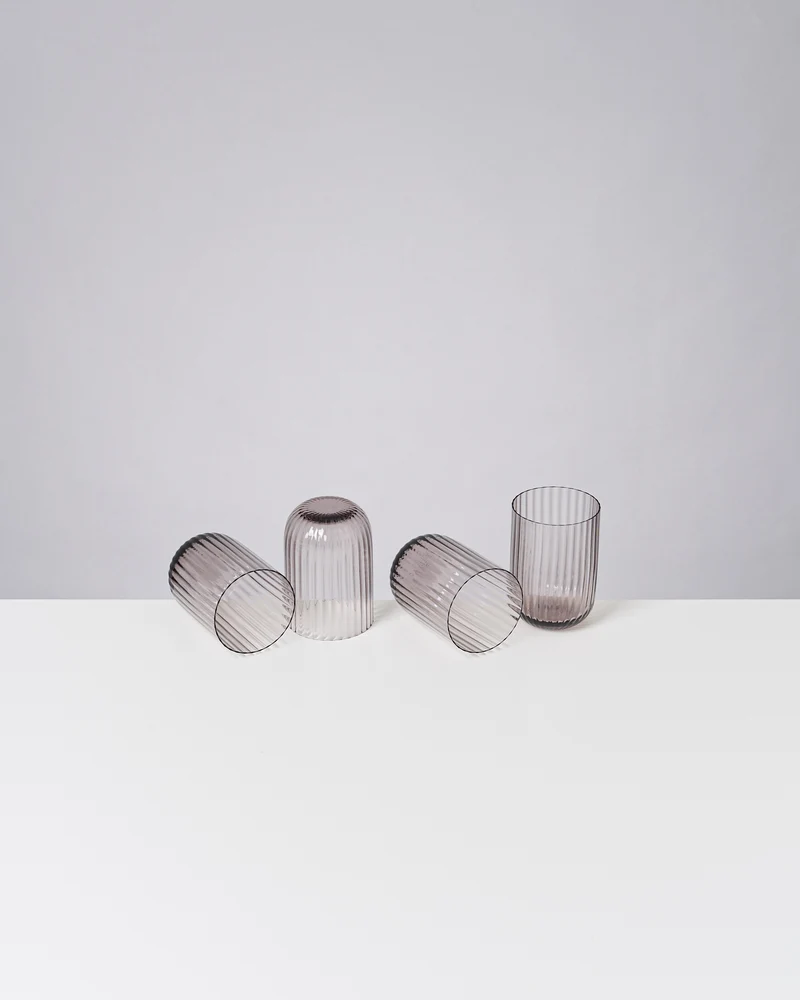 Joia Glas klein riffled grau 4er-Set