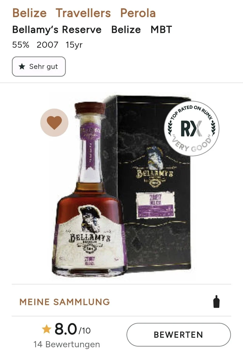 Bellamy's Reserve Belize 2007 2023 Travellers Dist. 0,7l 55% vol. Belamys Rum limited Edition