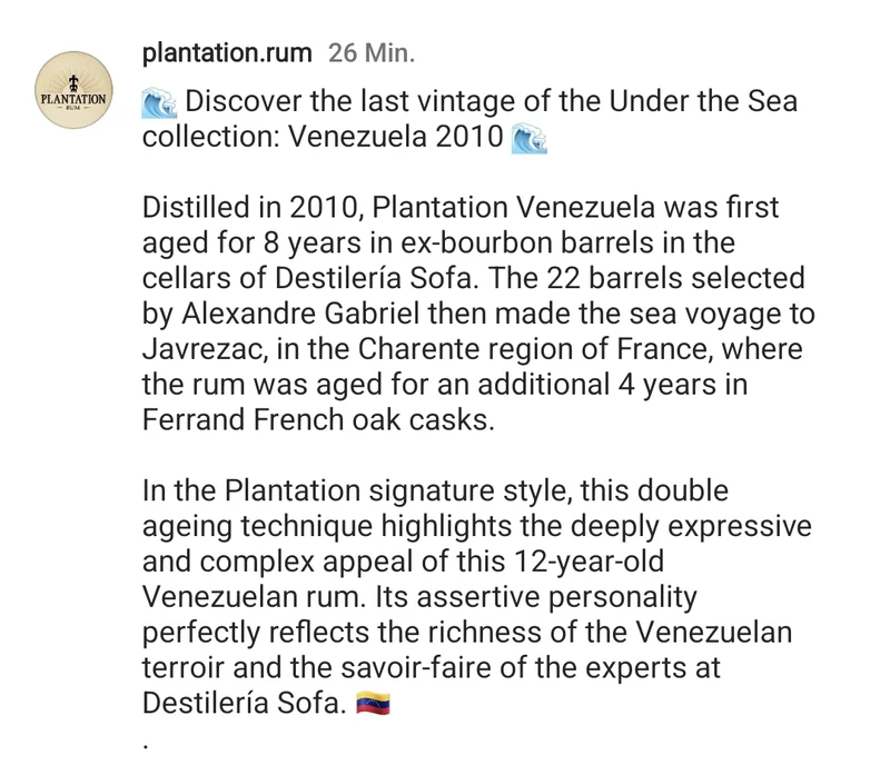 Plantation one time Venezuela 2010 2023 0,7l 52% vol. limited Edition Rum Planteray limitiert