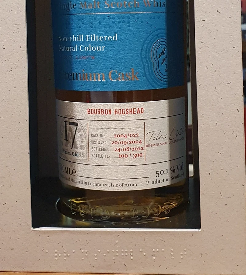 Arran 17 y Single Cask 2022 0,7l 50,1% vol. Whisky bsc Germany exclusiv