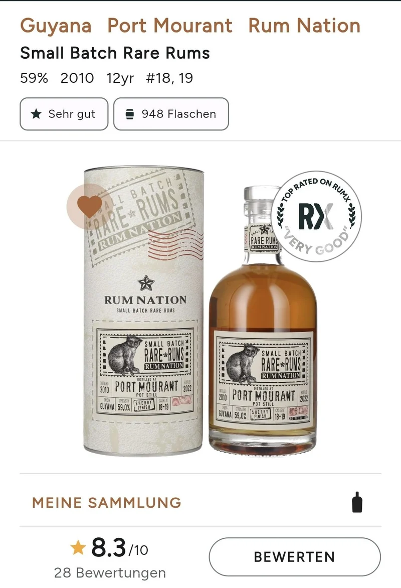 Rum Nation Guayana Port Mourant 2010 2022 0,7l 59% vol. Single Cask Rum
