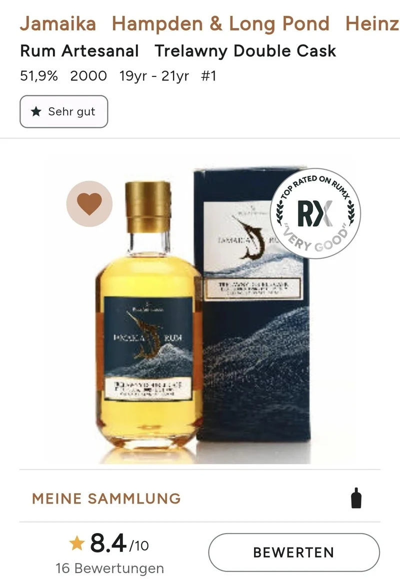 RA Trelawny Double Cask Hampden 1998 Long Pond 2000 2017 0,5l 51,9% vol. Artesanal Rum