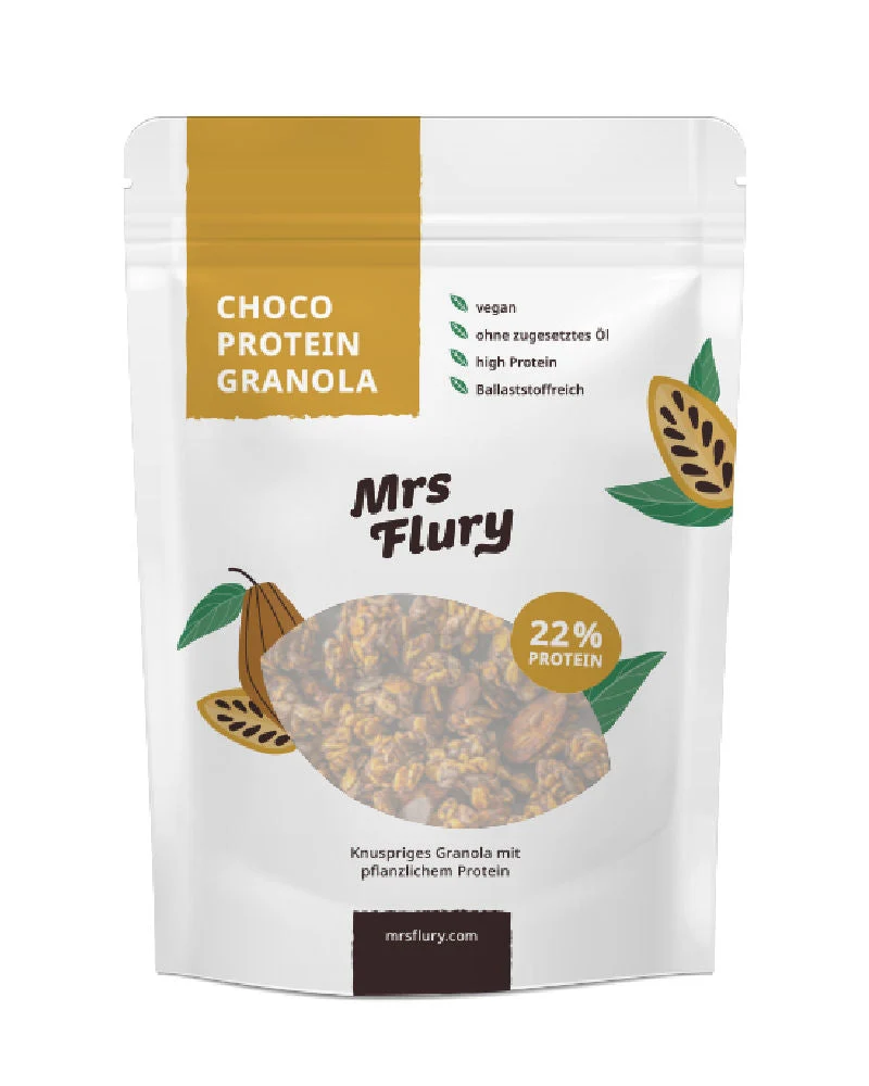 Choco Protein Granola vegan – 22% Protein, knuspriges Schoko Müesli