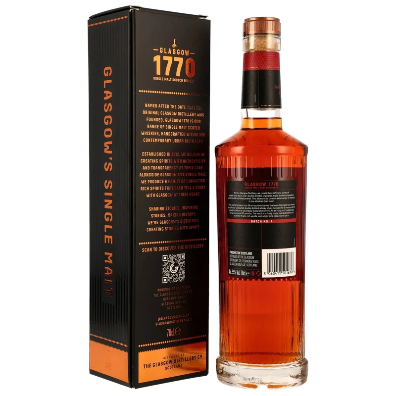 Glasgow 1770 - 2018/2025 - 6 y.o. - Ruby Port Cask Finish 55% vol. 700ml
