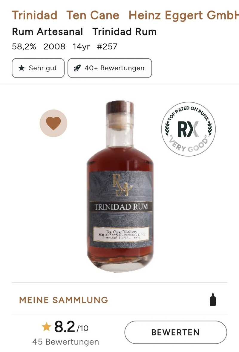 RA Trinidad 10 cane 2008 2022 0,5l 58,2%vol. single cask Rum Artesanal #257 ten