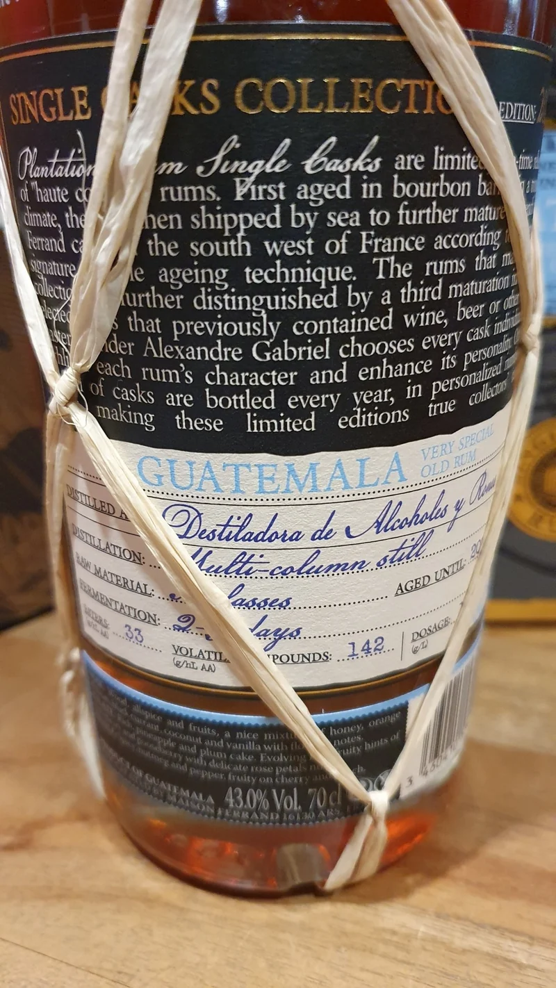 Plantation Guatemala 2022 rpdc cask XO 0,7l 43% vol. single cask Rum RH Planteray #5