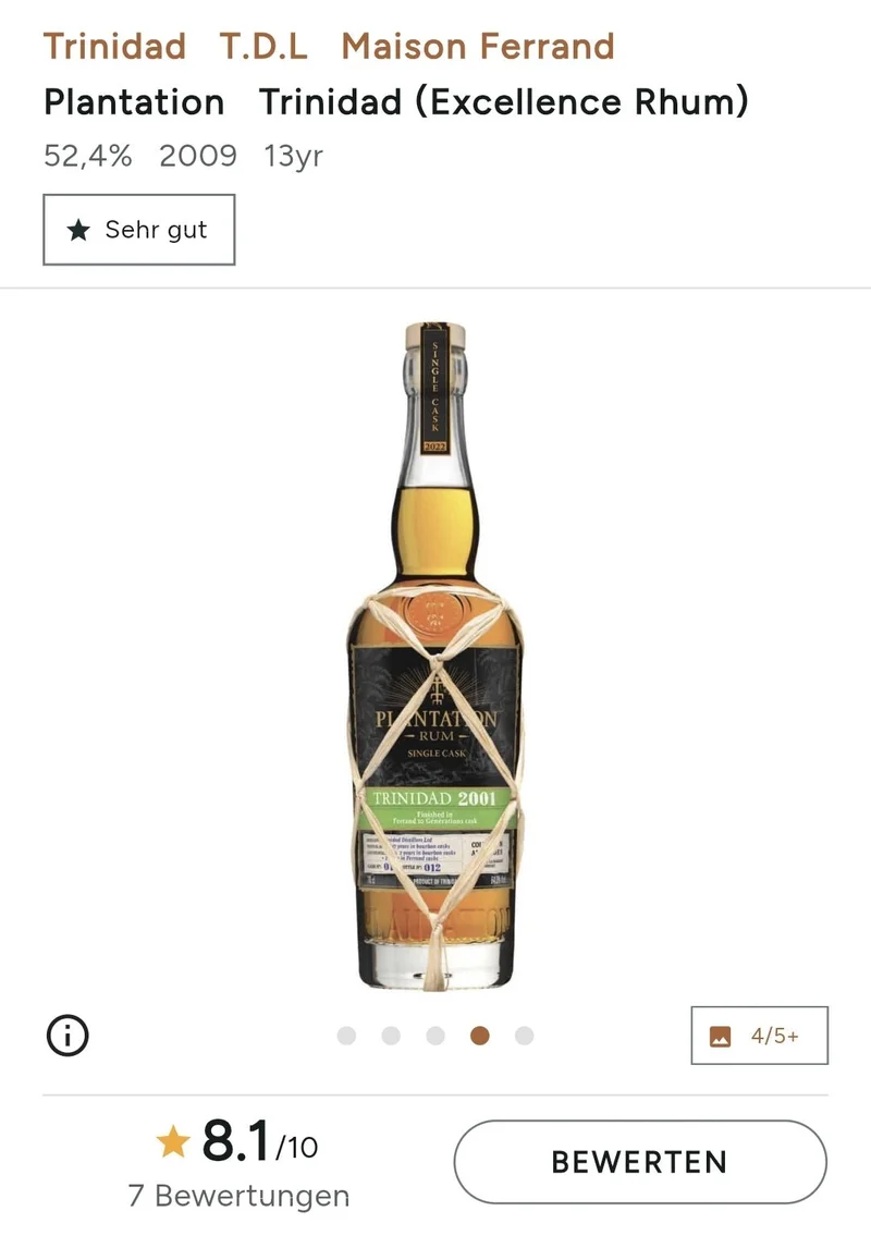 Plantation Trinidad 2009 2022 Tokay wine Cask XO 0,7l 52,5 % vol. single cask Rum pe rh Planteray