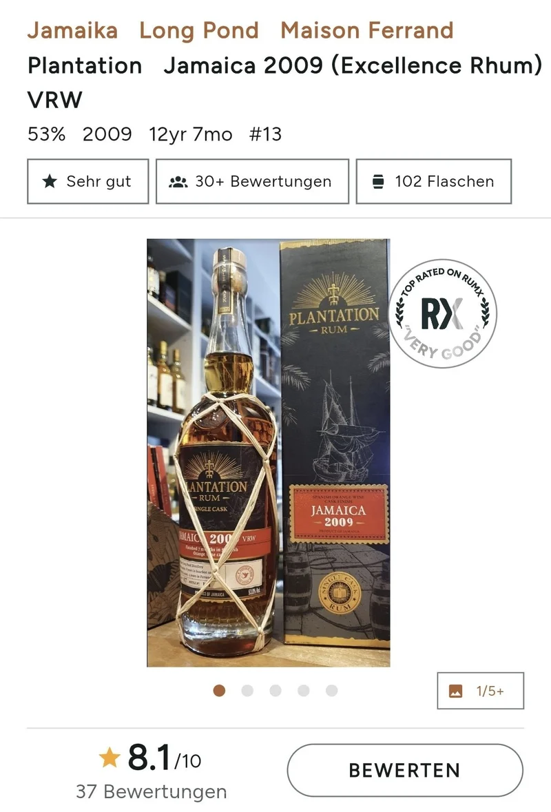 Plantation Jamaica 2009 2022 Long pond VRW Spanish Orange Wine Cask XO 0,7l 53% vol. hm rh single cask Rum Planteray