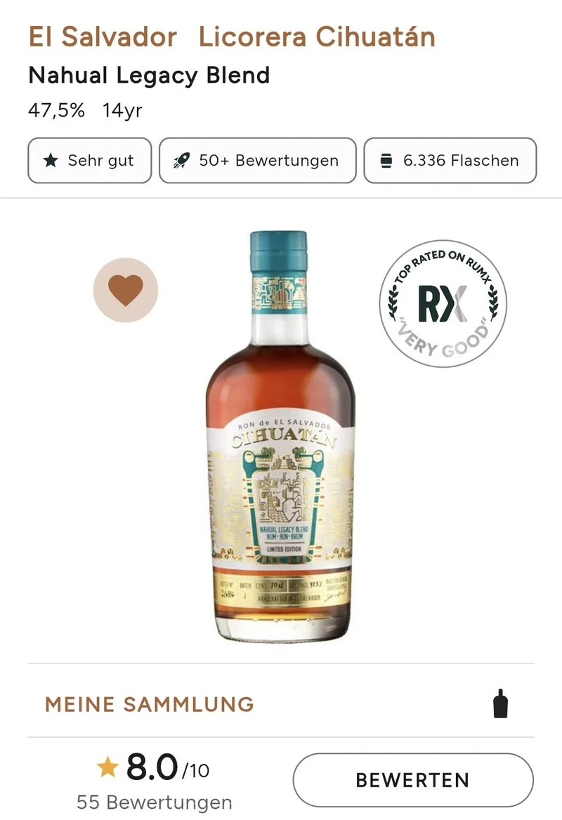 Cihuatan Nahual Legacy batch 1 blend Rum el salvador 0,7l 47.5% vol.