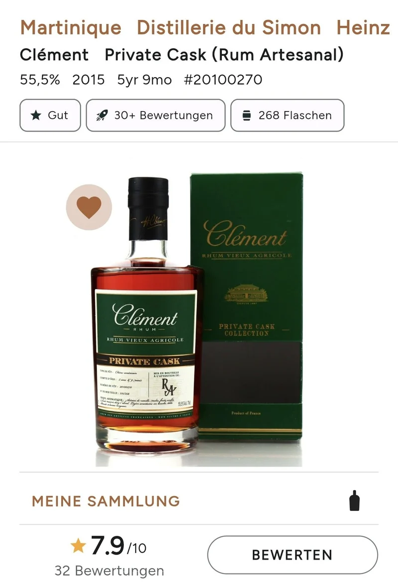 Clement privat cask 2015 RA Artesanal 55,5% vol. 0,7l rum Martinique Rhum Artesanal