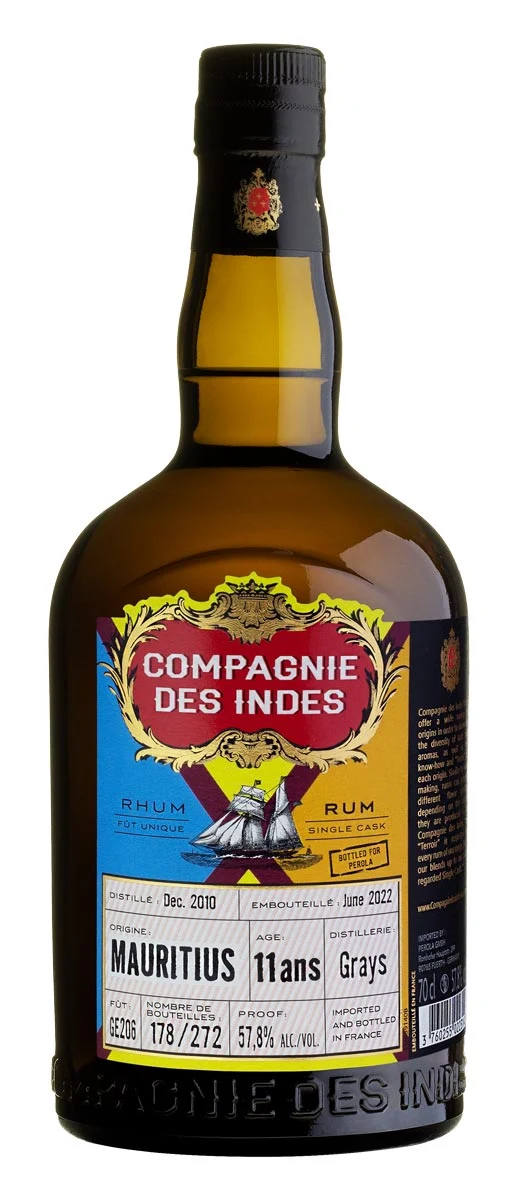 Compagnie des Indes Mauritius 2010 Cognac cask Grays Dist. 57,8% vol. 0,7l cdi Rum Rhum Agricol 11