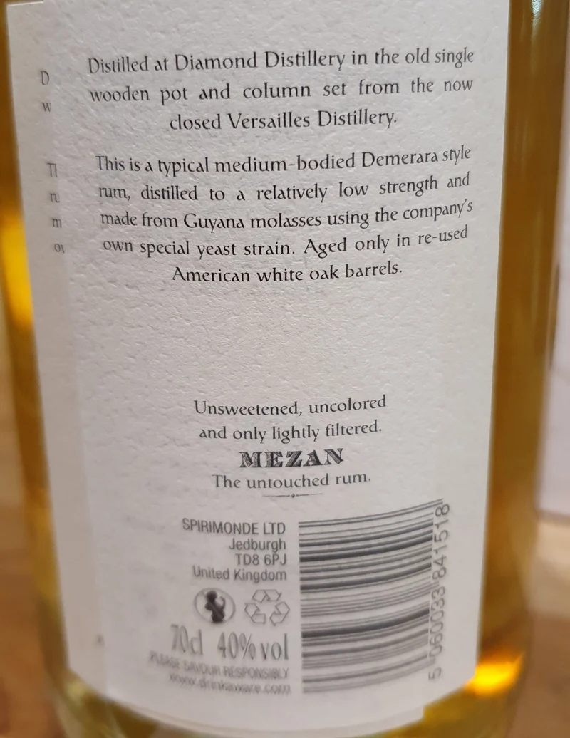 Mezan Guyana Diamond 2003 Single dist 0,7l 40 % vol. Rum