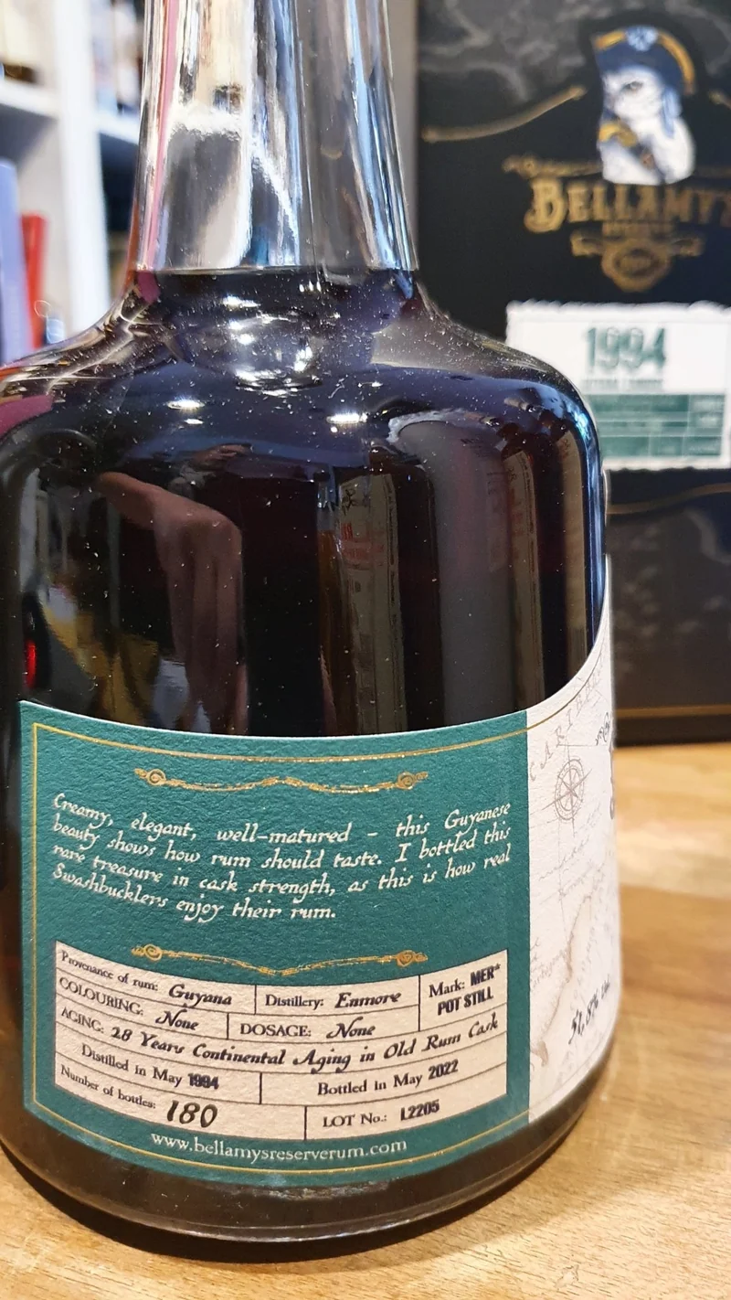 Bellamy's Reserve 28y 1994 Guyana Enmore 2022 0,7l 51,8 %vol. Single cask Rum Fassstärke