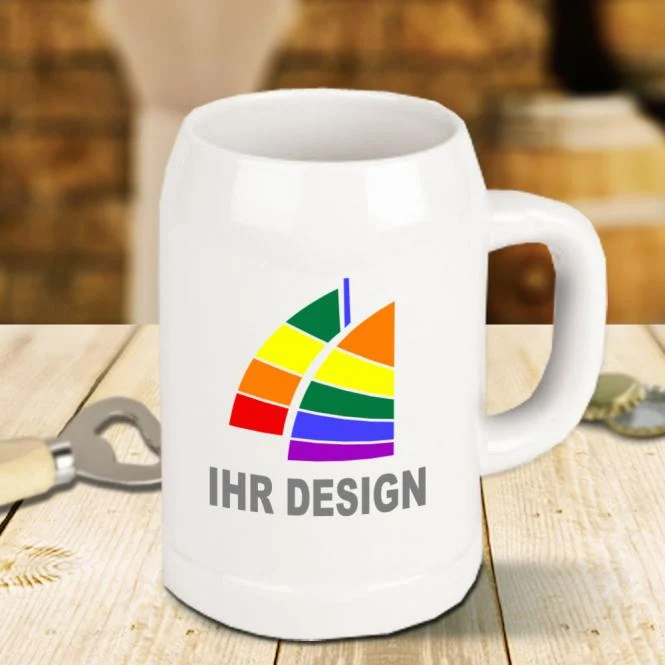 Keramik﻿ Bierkrug / Bierseidel mit Fotodruck deines Logos / Designs 0,5l