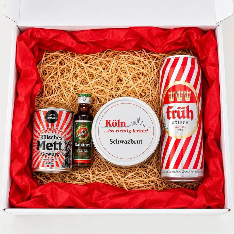 Kölsches Survival-Paket mit Kölsch, Schwarzbrot & Kabänes – typisch Köln!
