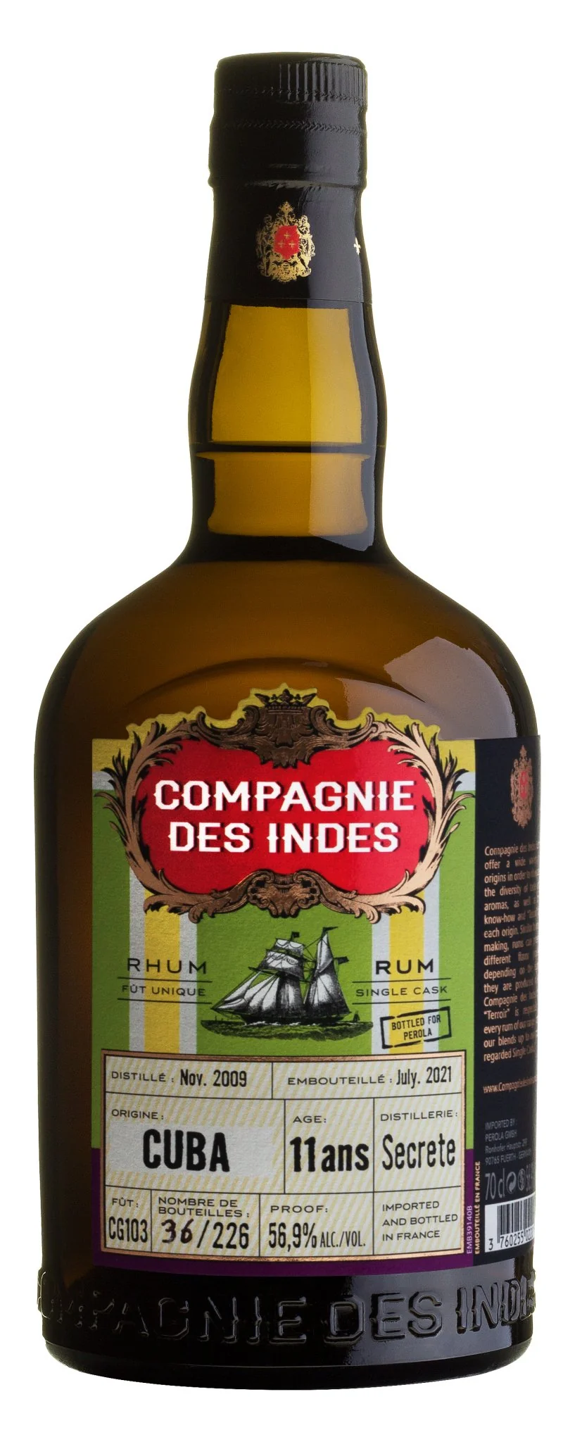 Compagnie des Indes Central america 2009 0,7l 11 y 56,9%vol. cdi cu Rhum Rum Fassabfüllung ba Sonderedition limitiert auf ein Fass