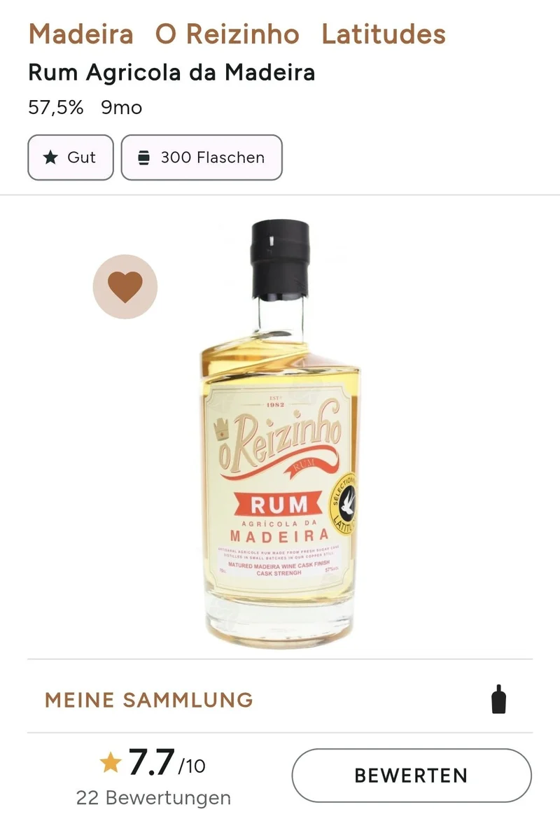 O REIZINHO Cask Strength Madeira 0,7l 57,5% vol. Madeira Rum