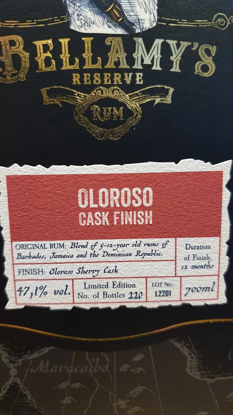 Bellamy's Reserve Oloroso I cask Barbados Jamaica 0,7l 47,1% vol. Belamys Rum limited Edition