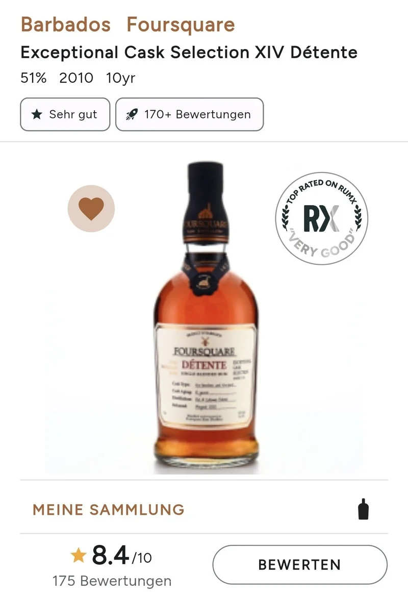 Foursquare 2010 Detente Barbados #17 51% vol. 0,7l ecs Rum
