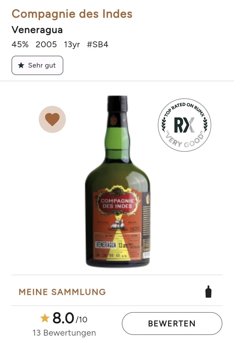 Compagnie des Indes Veneraguar 2005 13 0,7l 45%vol. cdi Rum