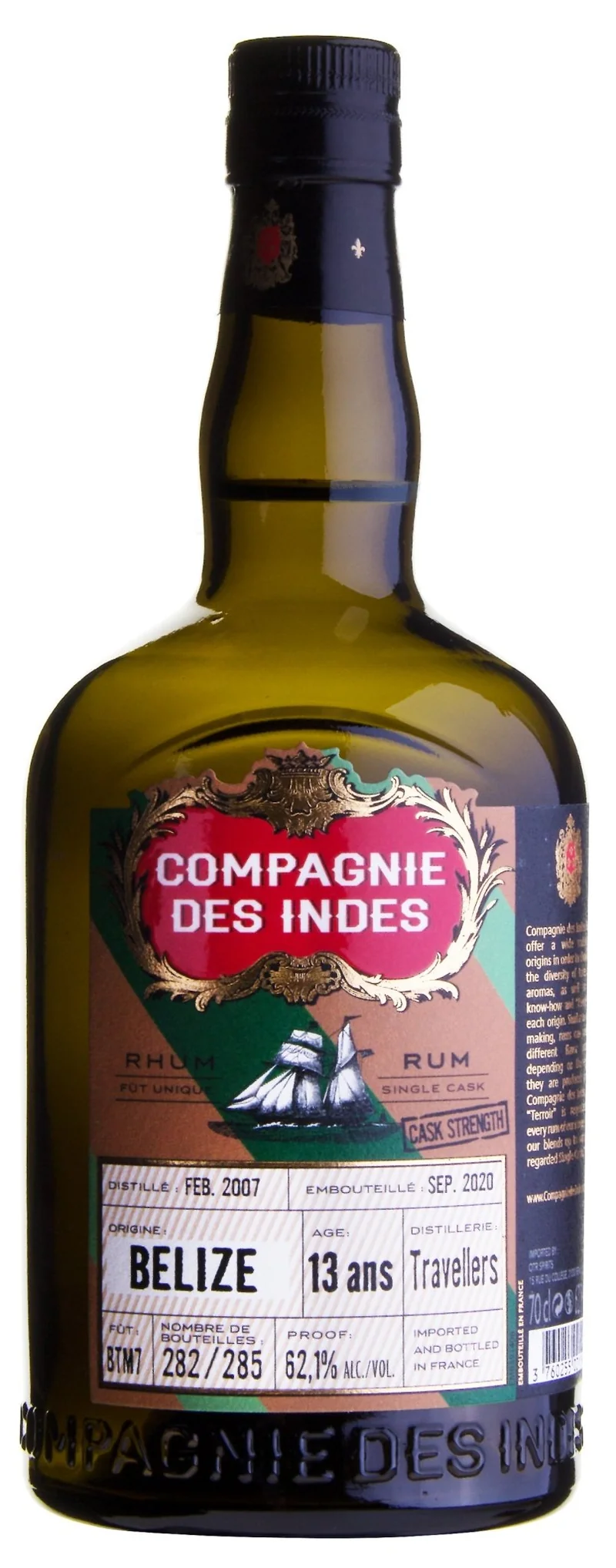 Compagnie des Indes Belize 2007 Travellers Dist 13 YO 62,1% vol. 0,7l Rum