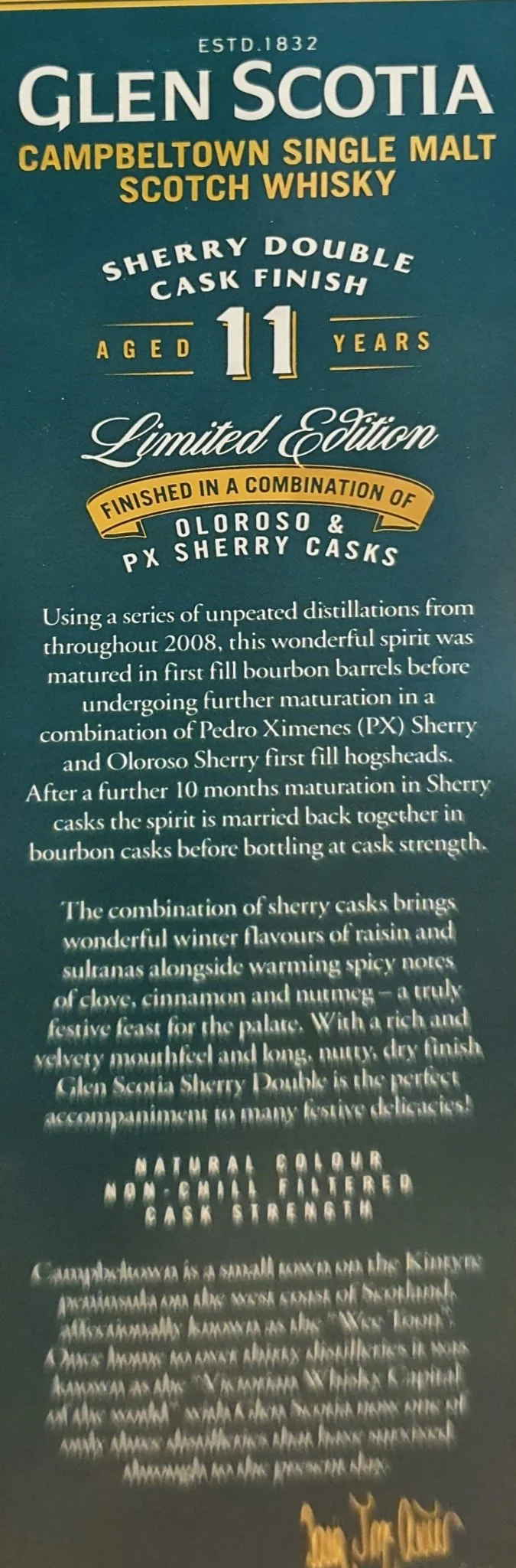 Glen scotia 11 Finish sherry PX Oloroso 0,7l 54,1 %vol.2008 2020