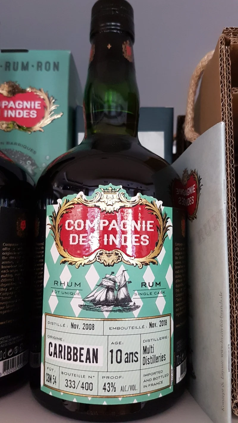Compagnie des Indes Caribbean 2008 0,7l 43%vol. cdi Rum 10 y