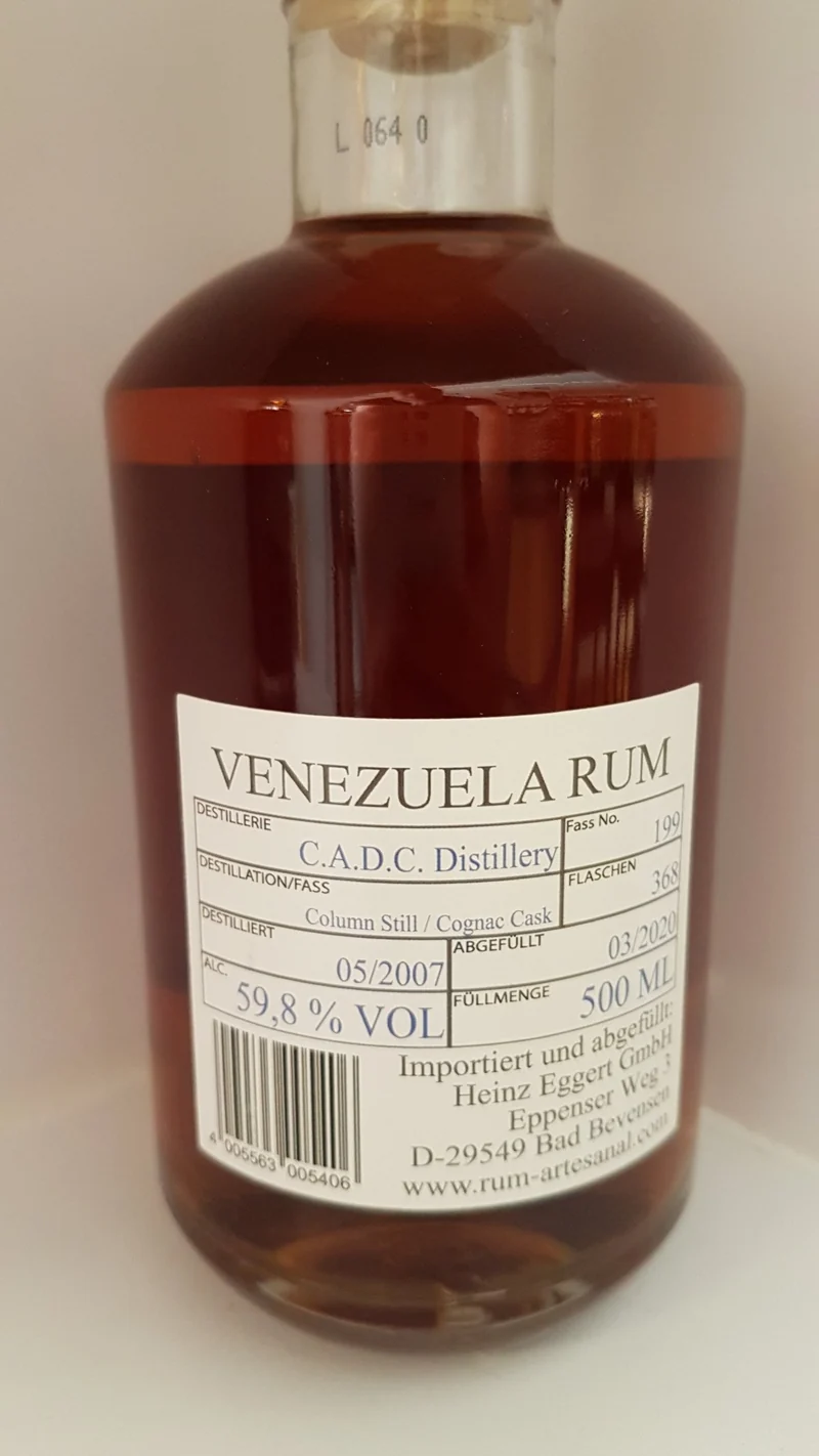RA Venezuela CADC 2007 12y 0,5l 59.8%vol. Single cask Rum Artesanal