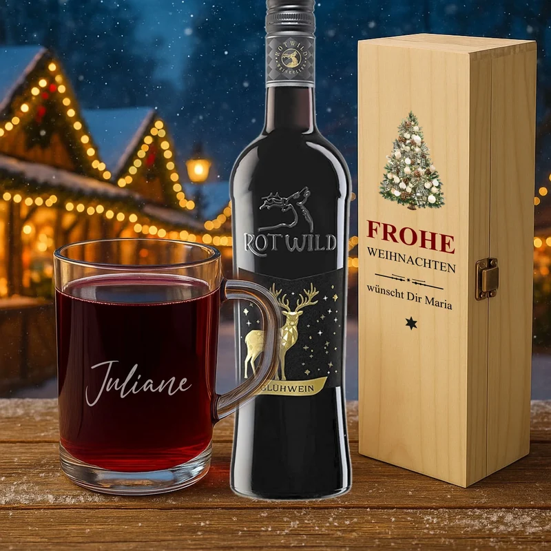 Individuelles Glühwein Geschenkset mit Namen bedruckt