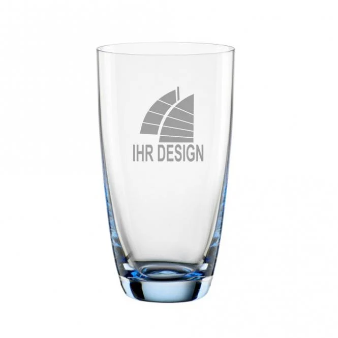 Trinkglas / Saftglas Colori mit Gravur deines Logos / Designs - blau