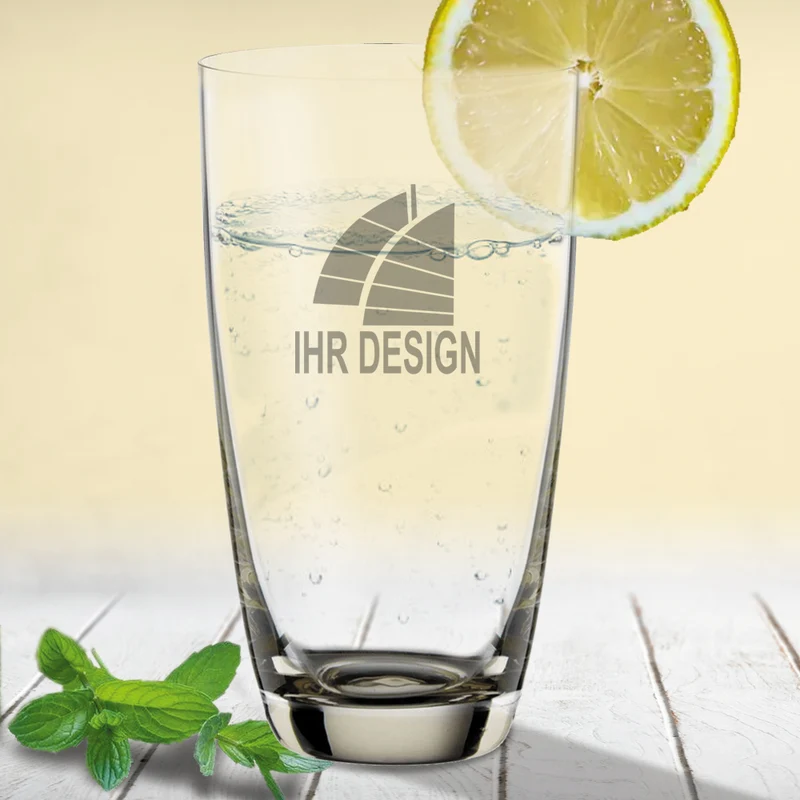 Trinkglas / Saftglas Colori mit Gravur deines Logos / Designs - anthrazit