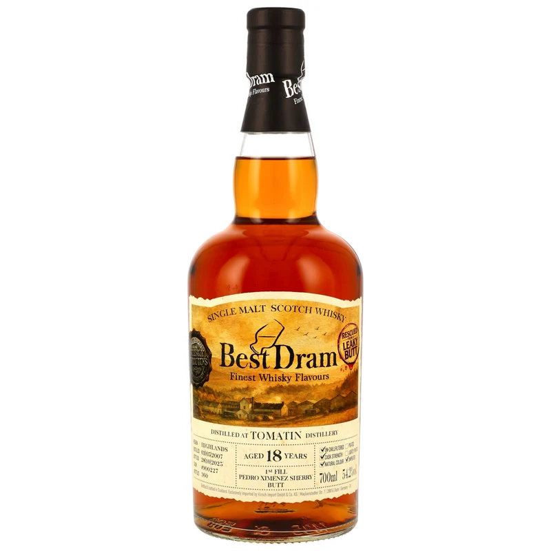 BEST DRAM - Tomatin 2007/2025 18 Jahre 1st Fill PX Sherry Butt #900227 - 54,2% Vol.