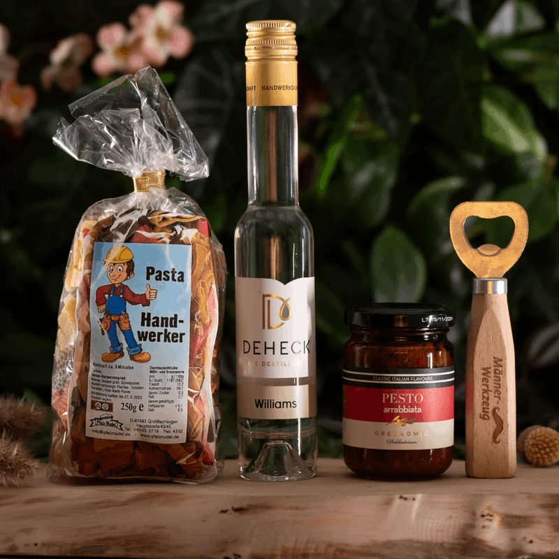 Handwerk Schlemmerbox | Geschenk für Laktritz Liebhaber | Schnaps & rustikale Feinkost