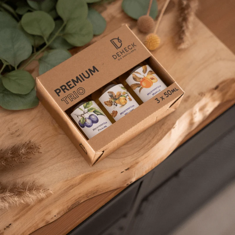 Meisterstücke Geschenk | Trio Premium Spirituosen Set | Marille, Pflaume & Williams