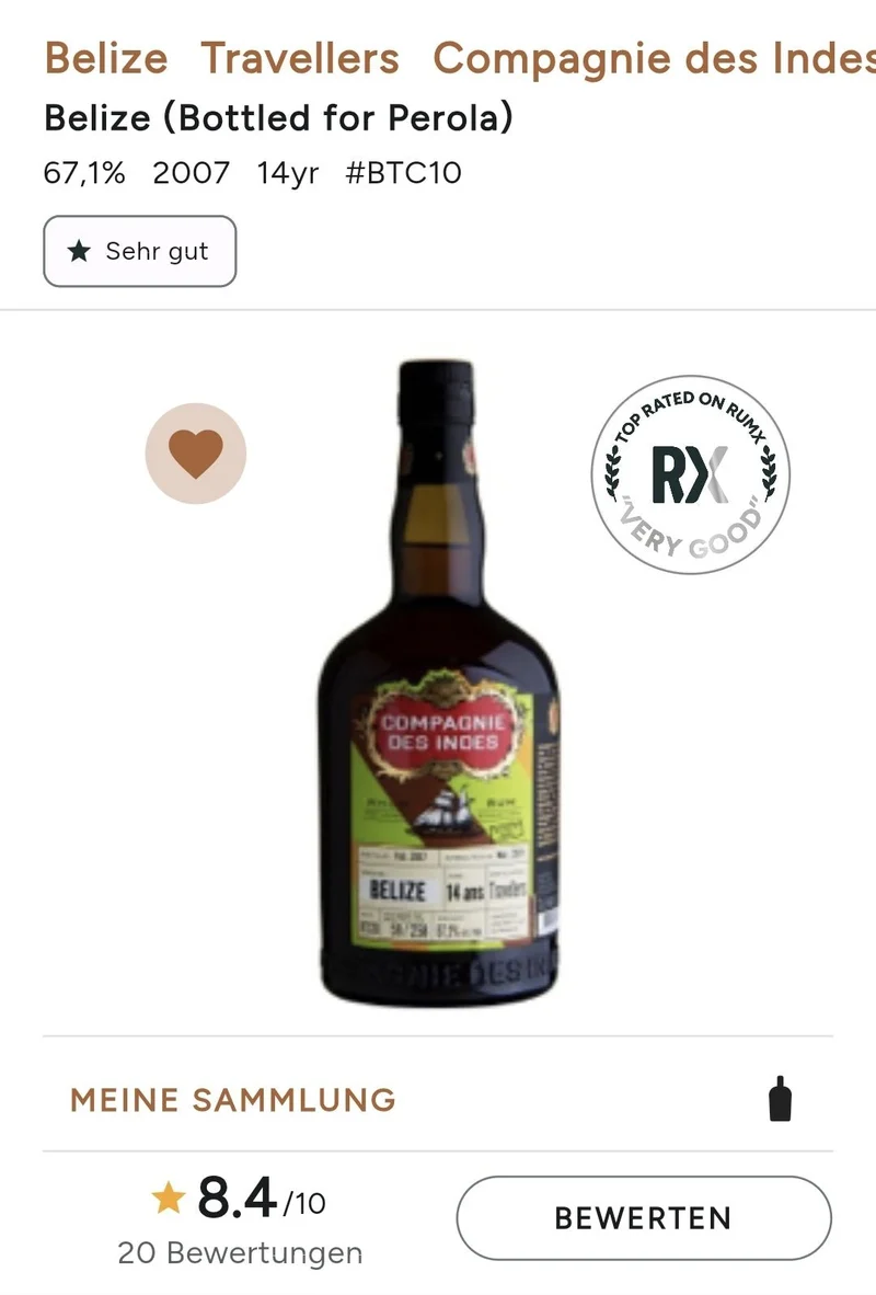 Compagnie des Indes Belize 2007 Travellers Dist 67,1% 14 y vol. 0,7l Rum Rhum