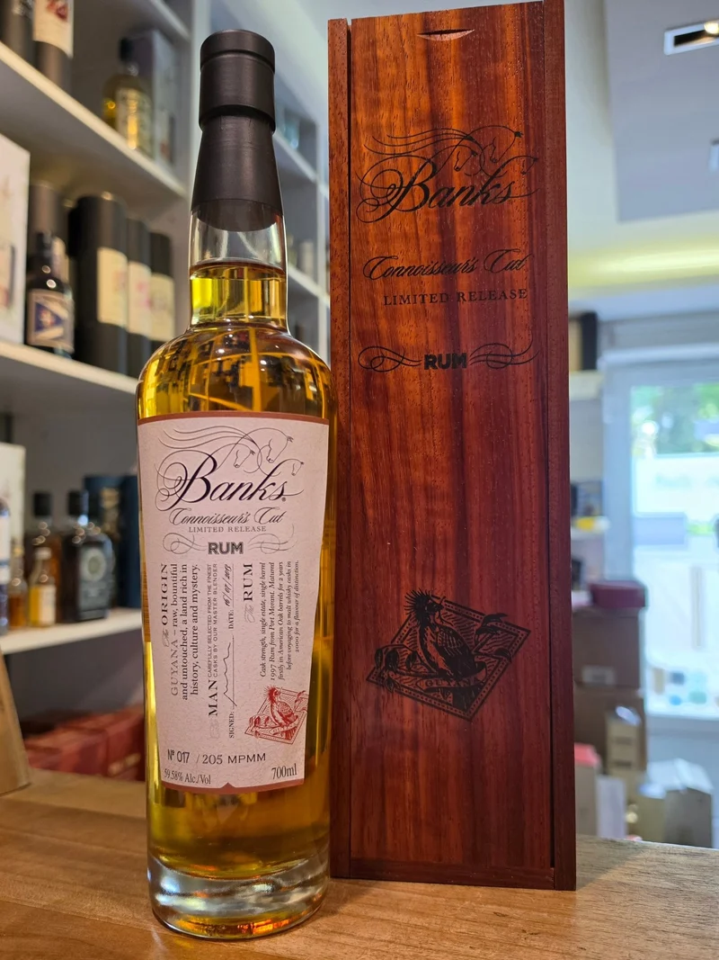 Banks 1997 Port Mourant Guyana Uitvlugt MPMM 0,7l 59,58% vol. #017 mit Holzkiste Rum single cask