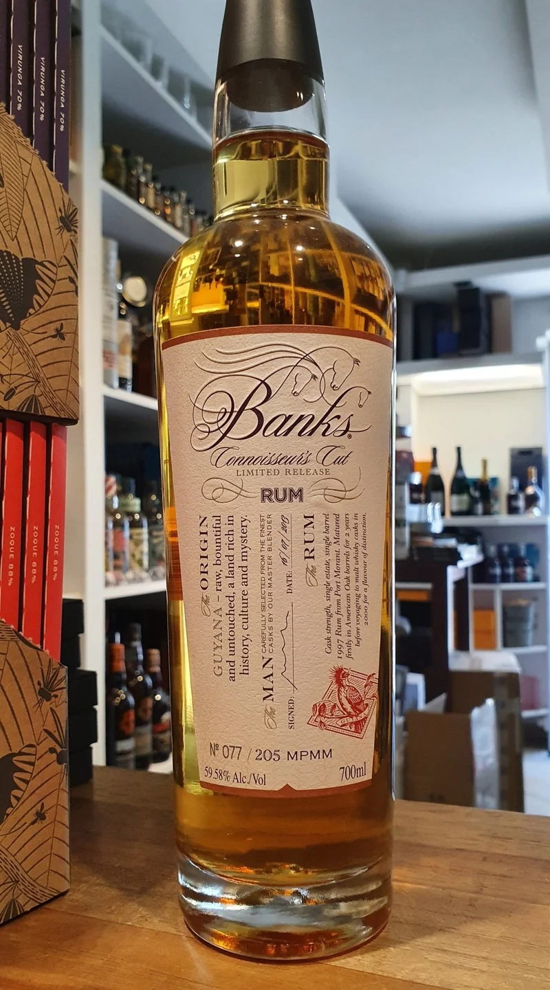 Banks 1997 Port Mourant Guyana Uitvlugt MPMM 0,7l 59,58% vol. #017 mit Holzkiste Rum single cask