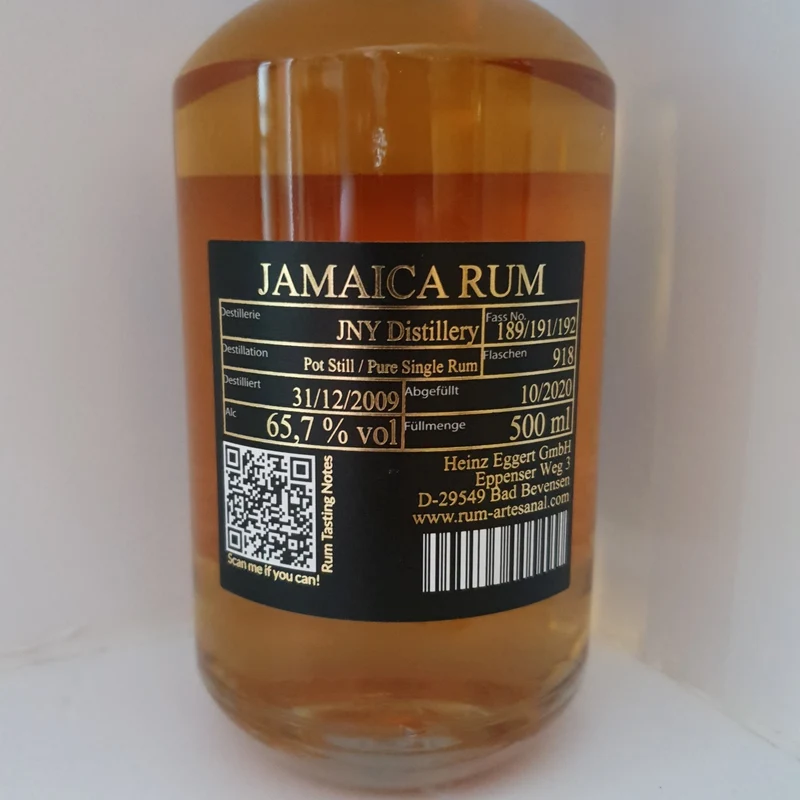 RA New Yarmouth 2009 JNY second edition 0,5l 65,7% vol. Jamaica Artesanal Rum