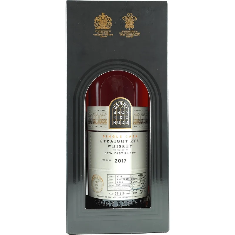 Berry Bros & Rudd FEW Streight Rye Whiskey Sauterns Single Cask #1718 2017