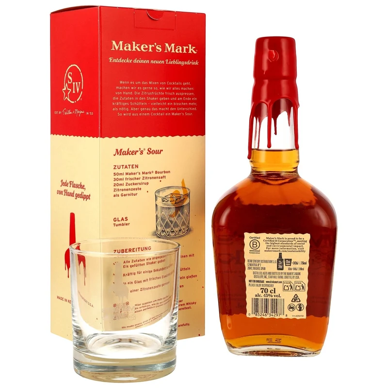 Maker's Mark - Kentucky Straight Bourbon in GP mit Glas - 45% Vol.